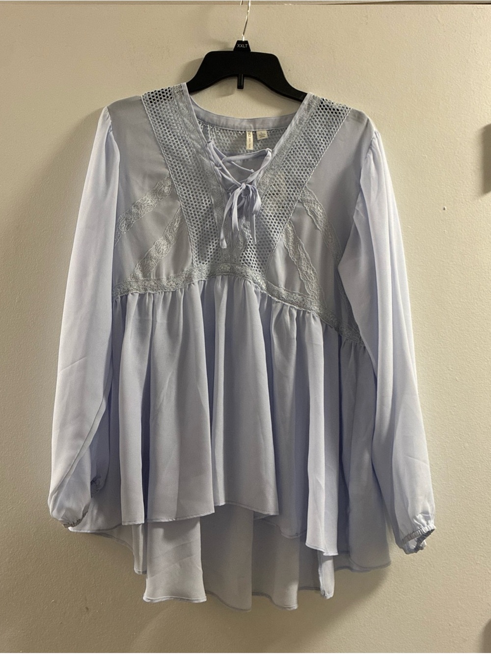 NWT Cato Light Blue Lace-Trim Peasant Tunic
